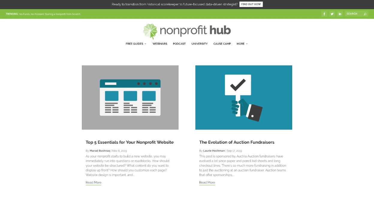 Nonprofit Hub blog screenshot