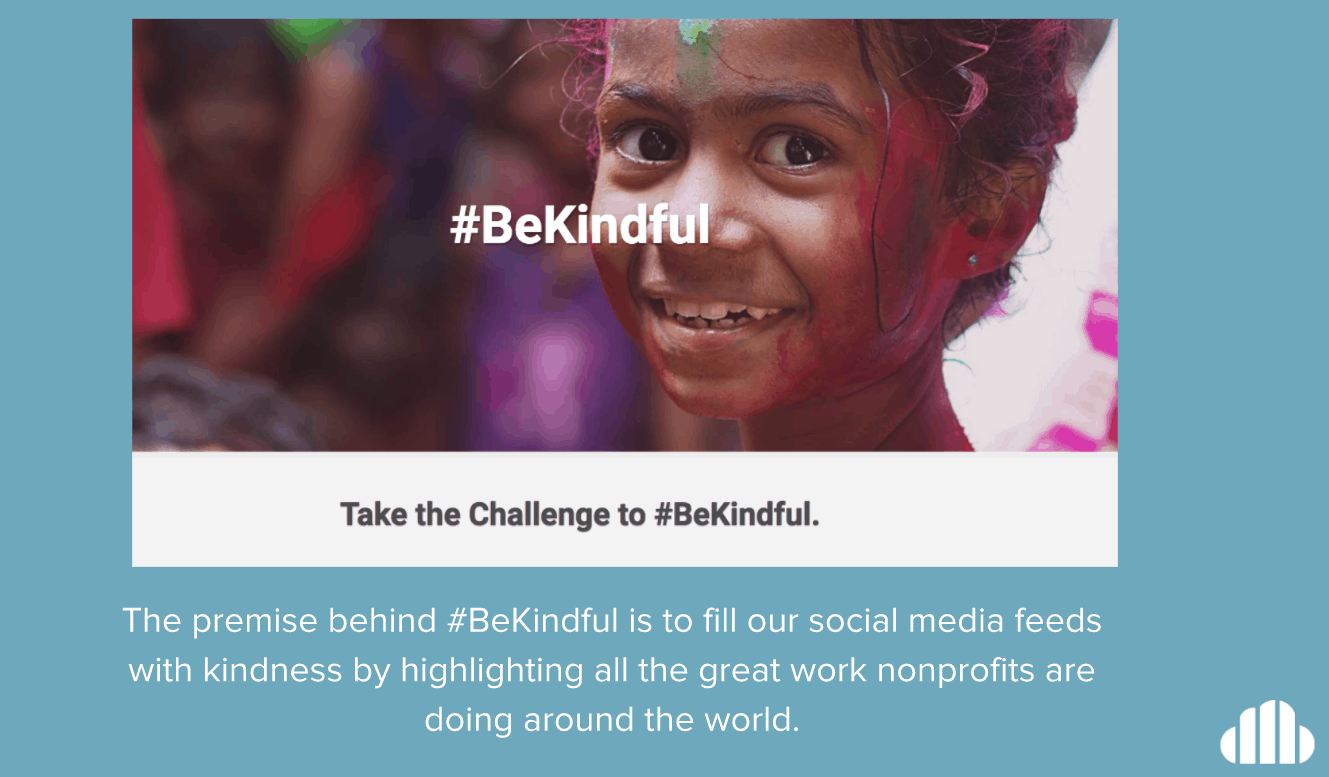 Photo of child, with text Take the Challenge to #bekindful