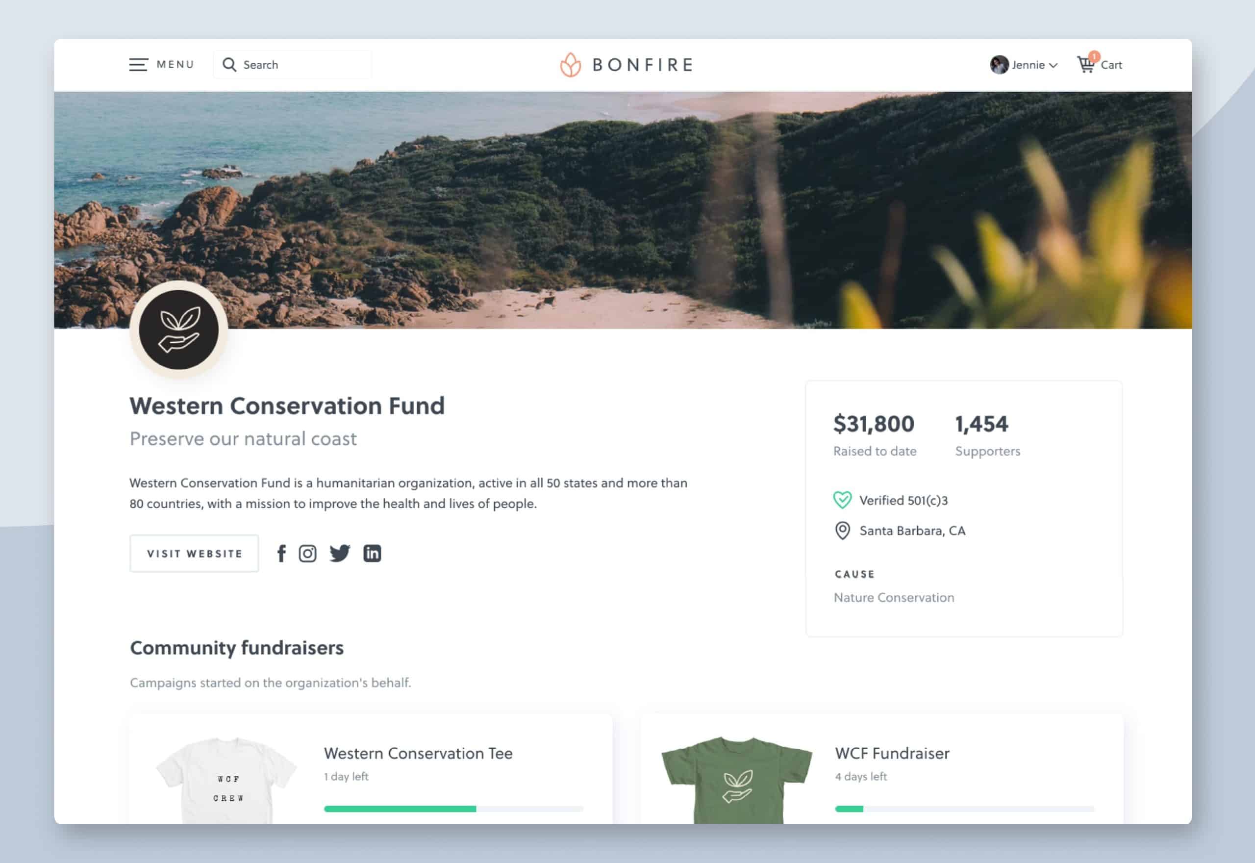Bonfire is a t-shirt fundraising peer-to-peer platform. 