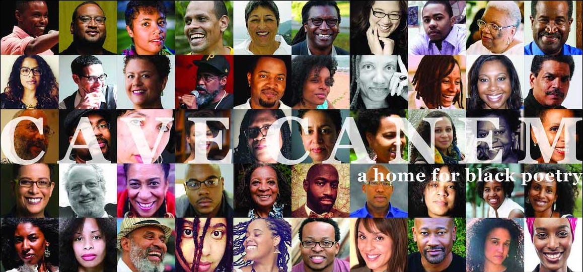 Collage of people of color with text overlay Cave Canem: A Home For Black Poetry