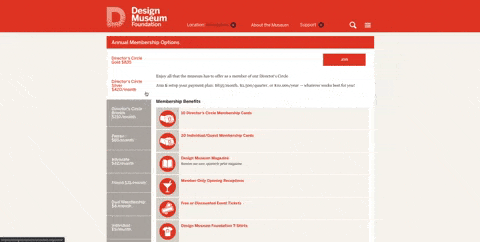 design museum donation page options