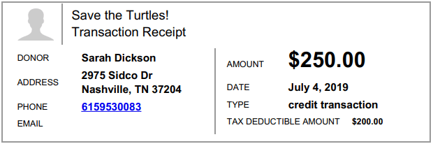 donation receipt for donations and non cash gifts