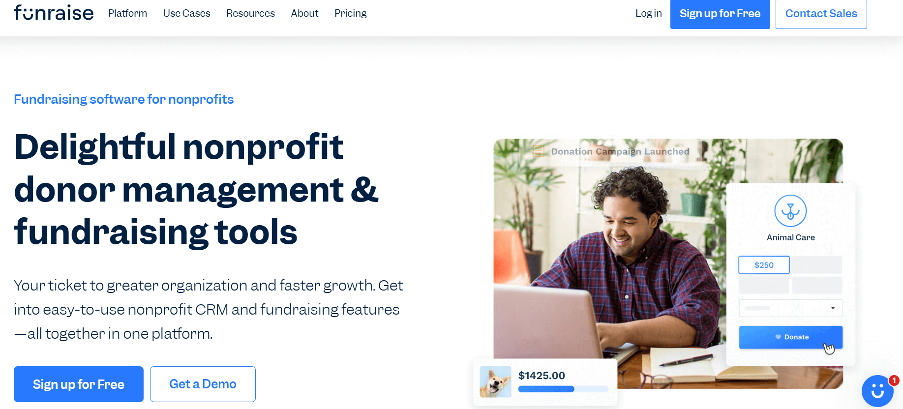 Funraise homepage