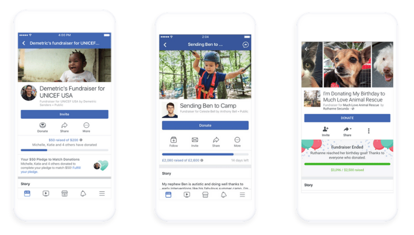 product images of facebook fundraising tools