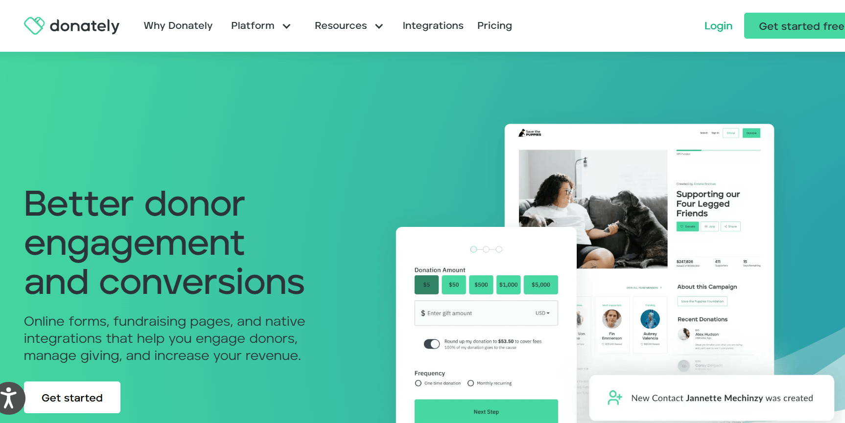 Donately homepage