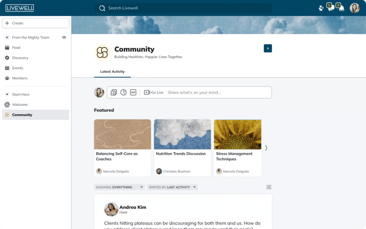 Example of a community built using MightyNetworks’ membership management software for nonprofits and other organizations
