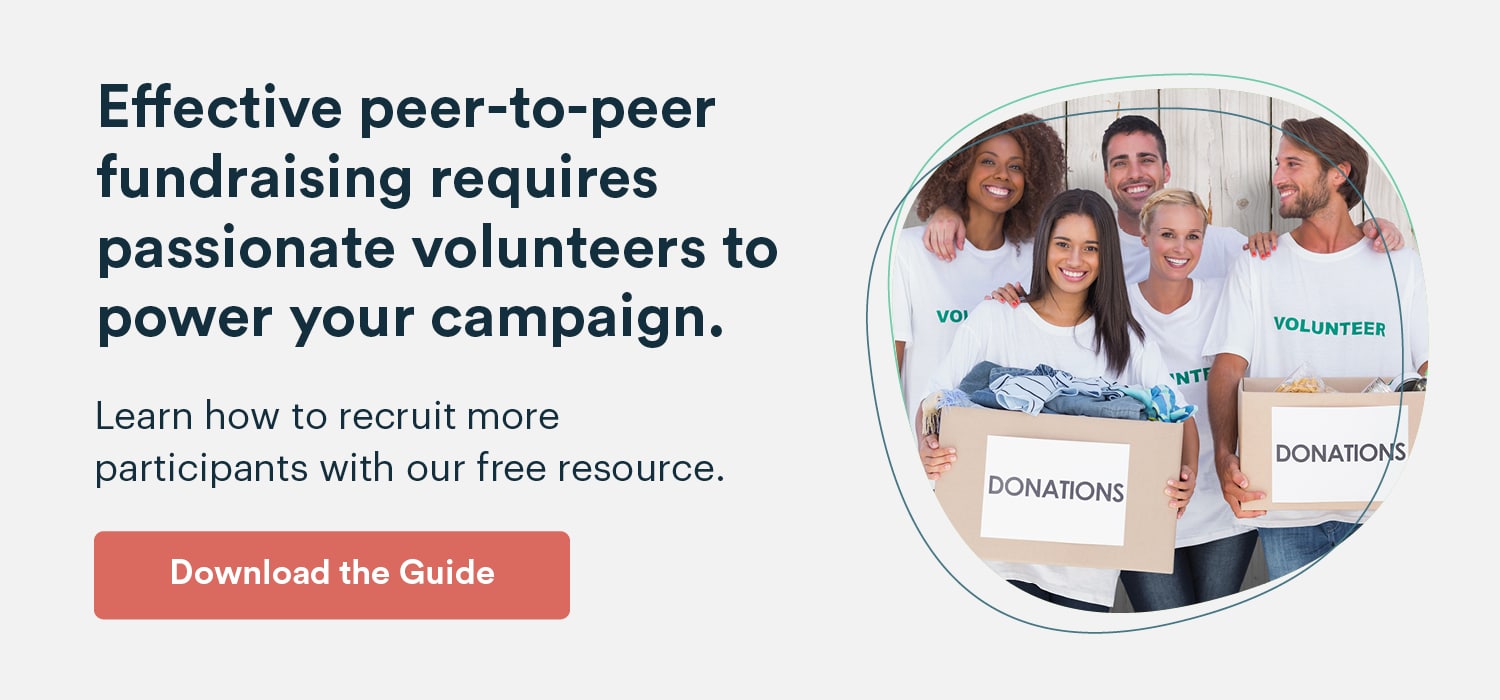 Effective peer-to-peer fundraising requires passionate volunteers to power your campaign. Learn how to recruit more participants with our free resource.