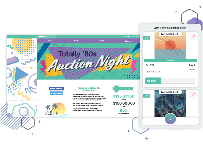 Example of Qgiv's silent auction software
