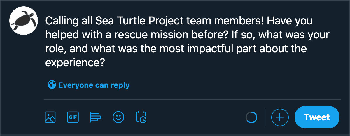 example nonprofit tweet with engaging question
