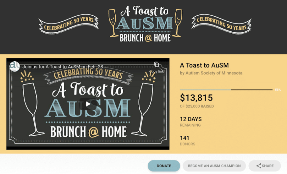 Example of a virtual fundraising gala with livestream component